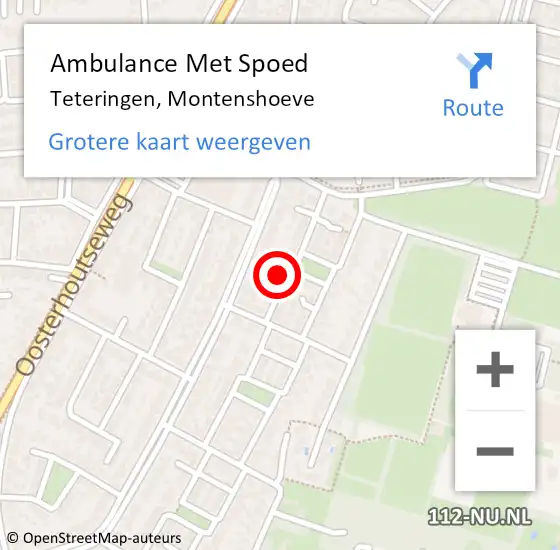 Locatie op kaart van de 112 melding: Ambulance Met Spoed Naar Teteringen, Montenshoeve op 12 april 2015 09:06