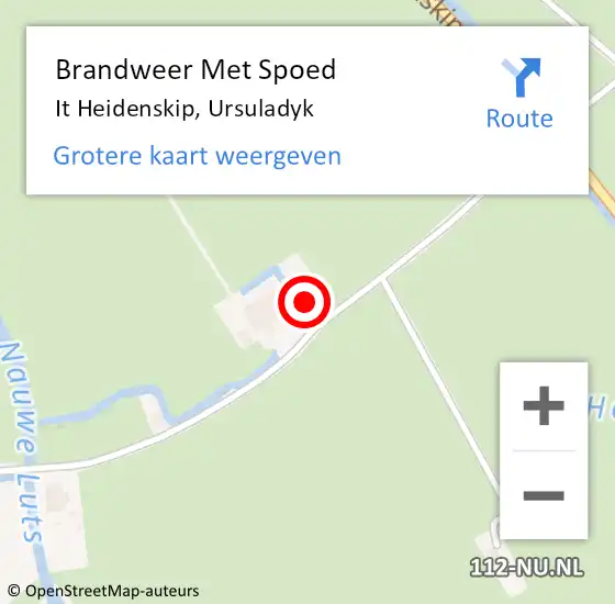 Locatie op kaart van de 112 melding: Brandweer Met Spoed Naar It Heidenskip, Ursuladyk op 12 april 2015 09:20