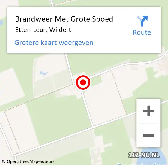 Locatie op kaart van de 112 melding: Brandweer Met Grote Spoed Naar Etten-Leur, Wildert op 4 november 2013 18:41