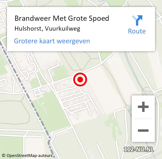 Locatie op kaart van de 112 melding: Brandweer Met Grote Spoed Naar Hulshorst, Vuurkuilweg op 12 april 2015 10:37