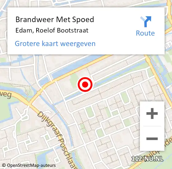 Locatie op kaart van de 112 melding: Brandweer Met Spoed Naar Edam, Roelof Bootstraat op 12 april 2015 10:57