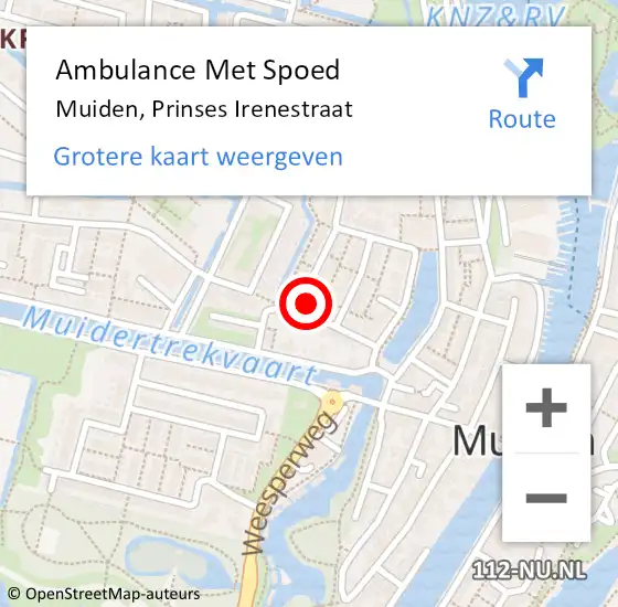 Locatie op kaart van de 112 melding: Ambulance Met Spoed Naar Muiden, Prinses Irenestraat op 12 april 2015 12:27