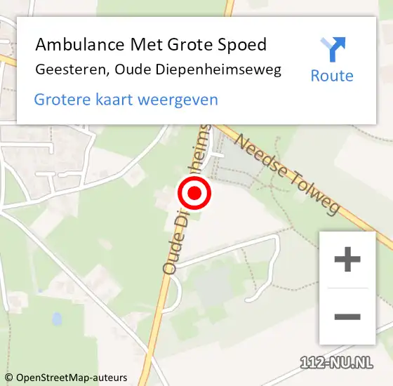 Locatie op kaart van de 112 melding: Ambulance Met Grote Spoed Naar Geesteren, Oude Diepenheimseweg op 12 april 2015 12:43