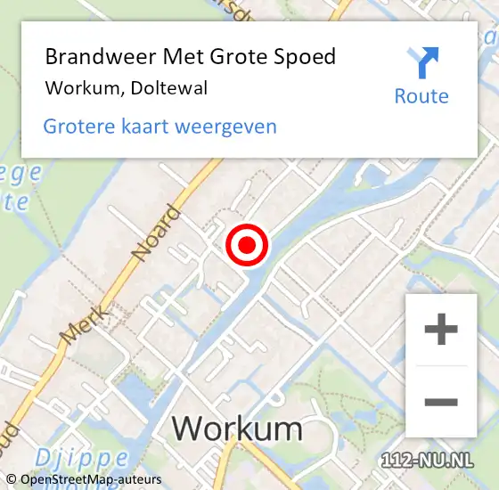 Locatie op kaart van de 112 melding: Brandweer Met Grote Spoed Naar Workum, Doltewal op 12 april 2015 13:00