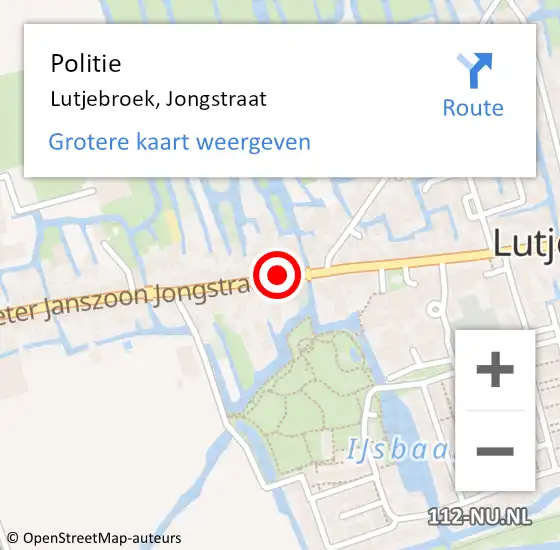 Locatie op kaart van de 112 melding: Politie Lutjebroek, Jongstraat op 12 april 2015 14:09
