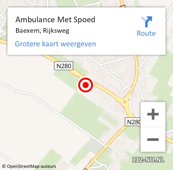 Locatie op kaart van de 112 melding: Ambulance Met Spoed Naar Baexem, Rijksweg op 4 november 2013 19:09