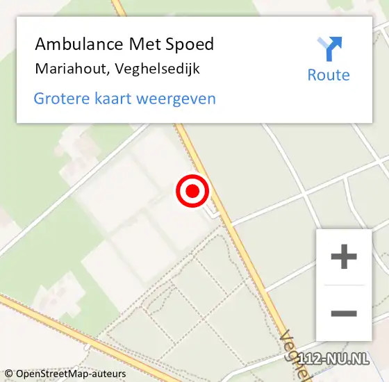 Locatie op kaart van de 112 melding: Ambulance Met Spoed Naar Mariahout, Veghelsedijk op 12 april 2015 15:06