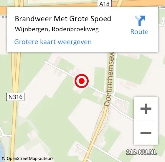 Locatie op kaart van de 112 melding: Brandweer Met Grote Spoed Naar Wijnbergen, Rodenbroekweg op 12 april 2015 15:42