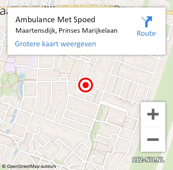 Locatie op kaart van de 112 melding: Ambulance Met Spoed Naar Maartensdijk, Prinses Marijkelaan op 12 april 2015 15:46