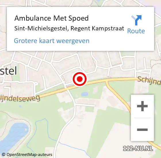 Locatie op kaart van de 112 melding: Ambulance Met Spoed Naar Sint-Michielsgestel, Regent Kampstraat op 12 april 2015 15:58