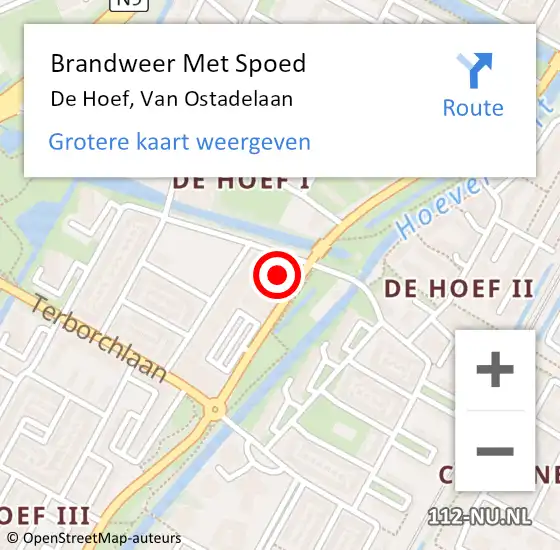 Locatie op kaart van de 112 melding: Brandweer Met Spoed Naar De Hoef, Van Ostadelaan op 12 april 2015 17:41