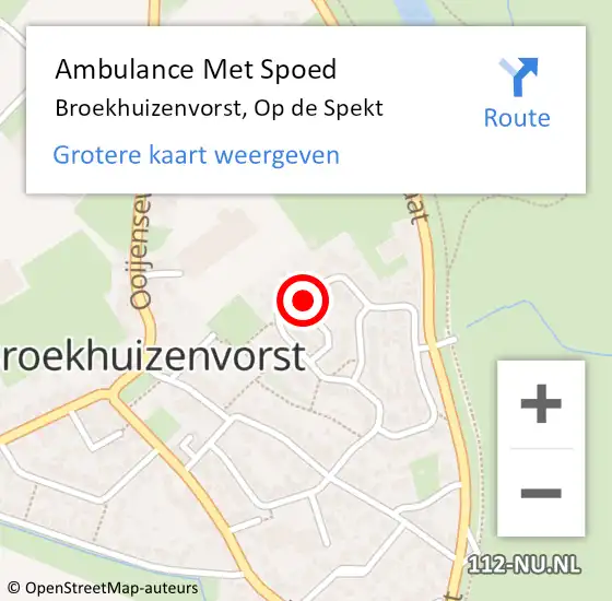 Locatie op kaart van de 112 melding: Ambulance Met Spoed Naar Broekhuizenvorst, Op de Spekt op 12 april 2015 18:06