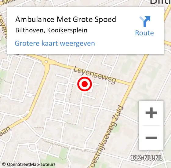 Locatie op kaart van de 112 melding: Ambulance Met Grote Spoed Naar Bilthoven, Kooikersplein op 12 april 2015 18:08