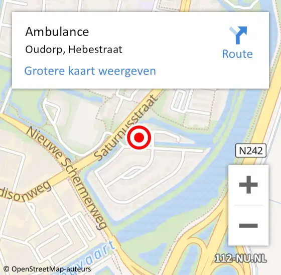 Locatie op kaart van de 112 melding: Ambulance Oudorp, Hebestraat op 12 april 2015 18:22