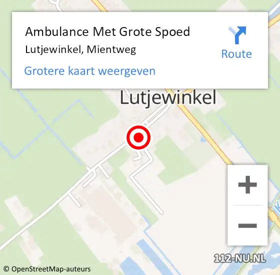 Locatie op kaart van de 112 melding: Ambulance Met Grote Spoed Naar Lutjewinkel, Mientweg op 12 april 2015 19:07