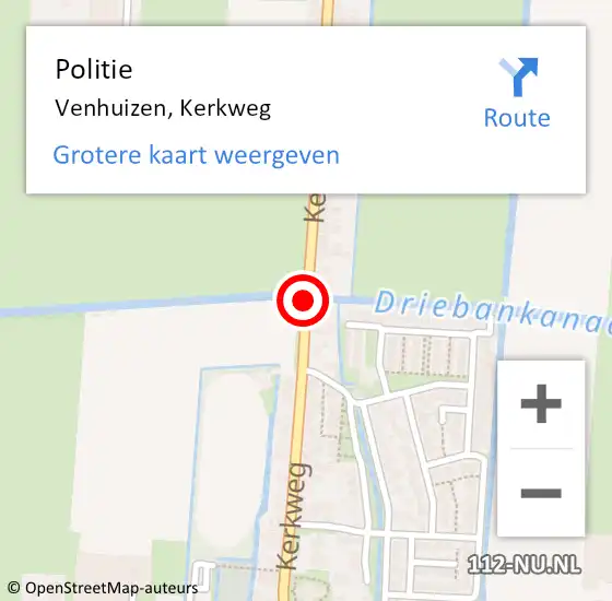 Locatie op kaart van de 112 melding: Politie Venhuizen, Kerkweg op 12 april 2015 19:28