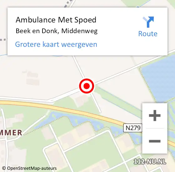 Locatie op kaart van de 112 melding: Ambulance Met Spoed Naar Beek en Donk, Middenweg op 12 april 2015 19:29