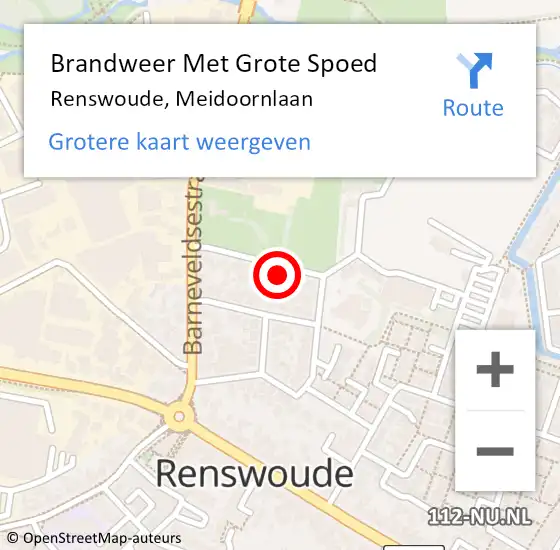 Locatie op kaart van de 112 melding: Brandweer Met Grote Spoed Naar Renswoude, Meidoornlaan op 12 april 2015 20:38