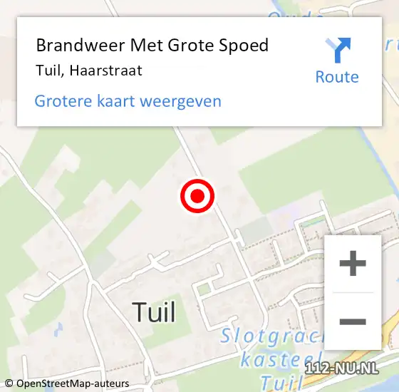 Locatie op kaart van de 112 melding: Brandweer Met Grote Spoed Naar Tuil, Haarstraat op 12 april 2015 21:16