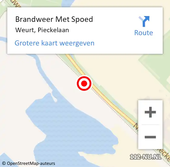 Locatie op kaart van de 112 melding: Brandweer Met Spoed Naar Weurt, Pieckelaan op 12 april 2015 21:25