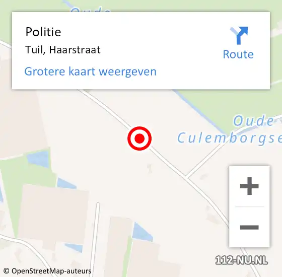 Locatie op kaart van de 112 melding: Politie Tuil, Haarstraat op 12 april 2015 21:43