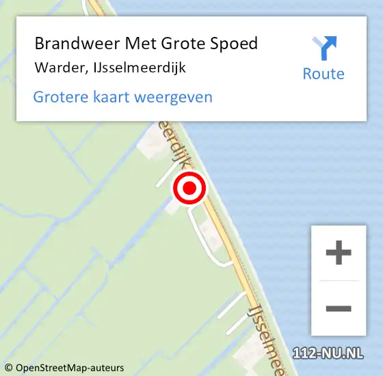 Locatie op kaart van de 112 melding: Brandweer Met Grote Spoed Naar Warder, IJsselmeerdijk op 12 april 2015 21:57