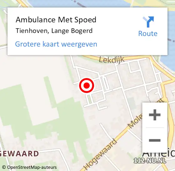 Locatie op kaart van de 112 melding: Ambulance Met Spoed Naar Tienhoven, Lange Bogerd op 12 april 2015 21:58