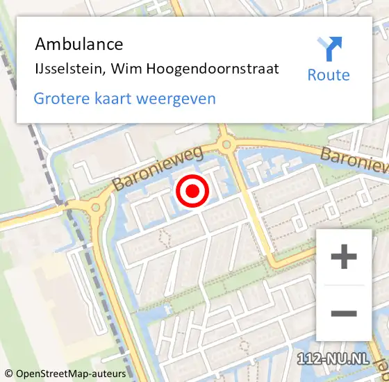 Locatie op kaart van de 112 melding: Ambulance IJsselstein, Wim Hoogendoornstraat op 12 april 2015 22:14