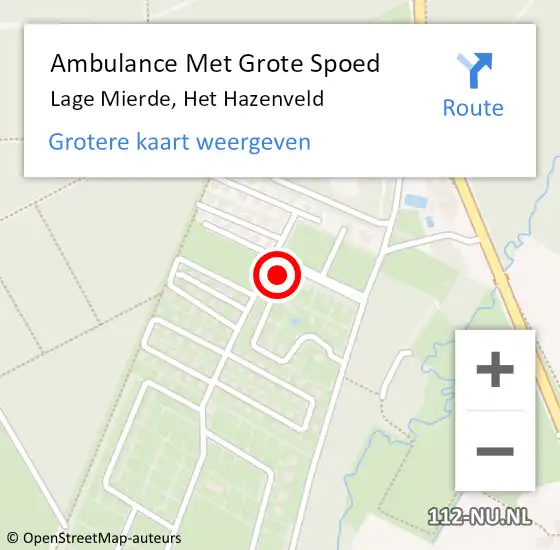 Locatie op kaart van de 112 melding: Ambulance Met Grote Spoed Naar Lage Mierde, Het Hazenveld op 12 april 2015 22:45