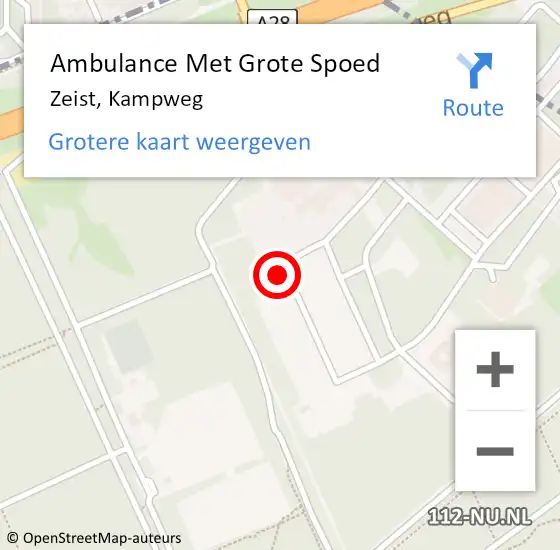 Locatie op kaart van de 112 melding: Ambulance Met Grote Spoed Naar Zeist, Kampweg op 12 april 2015 23:44