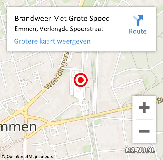 Locatie op kaart van de 112 melding: Brandweer Met Grote Spoed Naar Emmen, Verlengde Spoorstraat op 13 april 2015 01:01