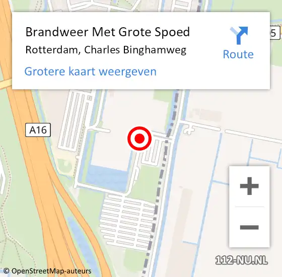 Locatie op kaart van de 112 melding: Brandweer Met Grote Spoed Naar Rotterdam, Charles Binghamweg op 4 november 2013 20:15