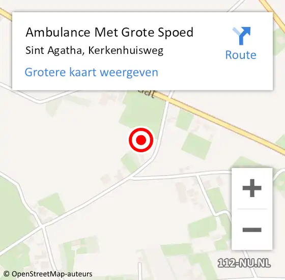 Locatie op kaart van de 112 melding: Ambulance Met Grote Spoed Naar Sint Agatha, Kerkenhuisweg op 13 april 2015 07:55