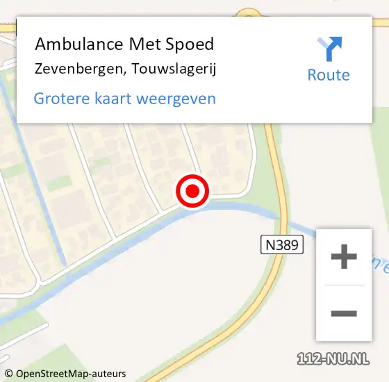 Locatie op kaart van de 112 melding: Ambulance Met Spoed Naar Zevenbergen, Touwslagerij op 13 april 2015 08:40