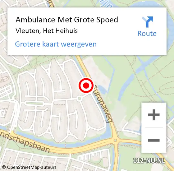 Locatie op kaart van de 112 melding: Ambulance Met Grote Spoed Naar Vleuten, Het Heihuis op 13 april 2015 09:24