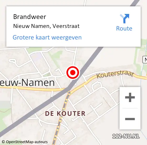 Locatie op kaart van de 112 melding: Brandweer Nieuw Namen, Veerstraat op 13 april 2015 10:00