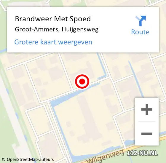 Locatie op kaart van de 112 melding: Brandweer Met Spoed Naar Groot-Ammers, Huijgensweg op 4 november 2013 20:45