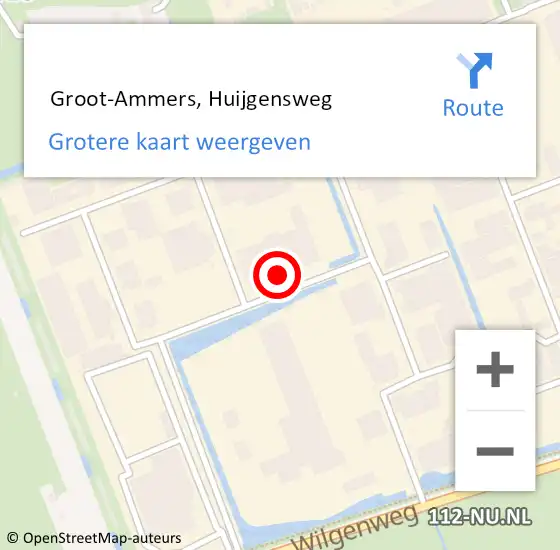 Locatie op kaart van de 112 melding:  Groot-Ammers, Huijgensweg op 4 november 2013 20:45