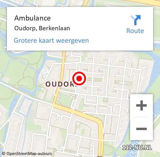 Locatie op kaart van de 112 melding: Ambulance Oudorp, Berkenlaan op 13 april 2015 10:23