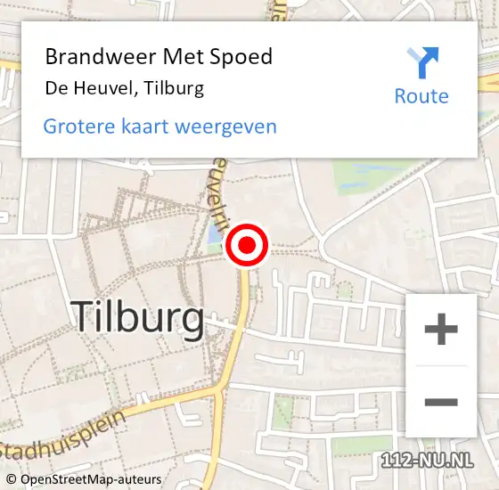 Locatie op kaart van de 112 melding: Brandweer Met Spoed Naar De Heuvel, Tilburg op 13 april 2015 10:29