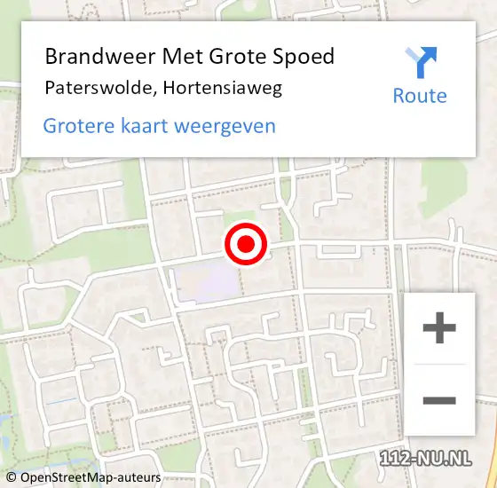 Locatie op kaart van de 112 melding: Brandweer Met Grote Spoed Naar Paterswolde, Hortensiaweg op 13 april 2015 11:25