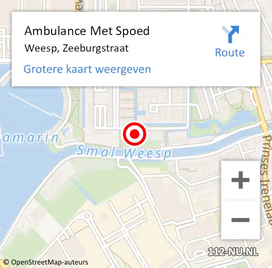 Locatie op kaart van de 112 melding: Ambulance Met Spoed Naar Weesp, Zeeburgstraat op 13 april 2015 11:29