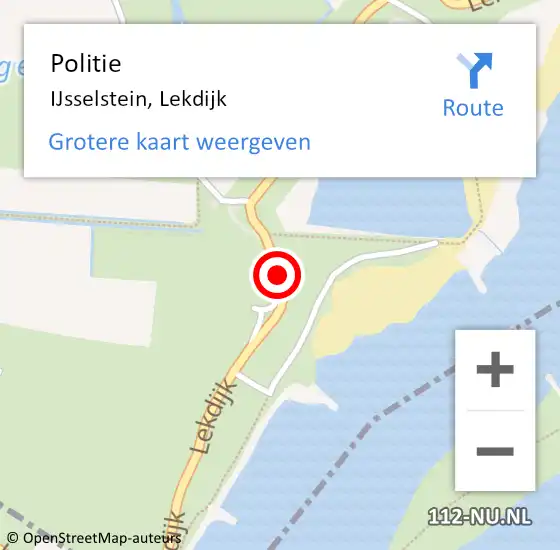 Locatie op kaart van de 112 melding: Politie IJsselstein, Lekdijk op 13 april 2015 11:35