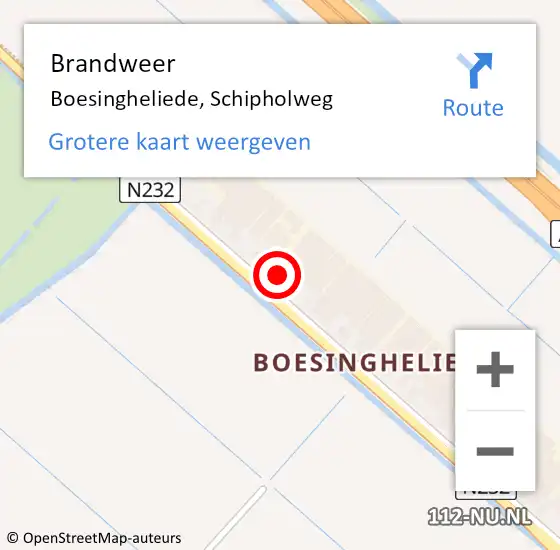 Locatie op kaart van de 112 melding: Brandweer Boesingheliede, Schipholweg op 13 april 2015 11:45