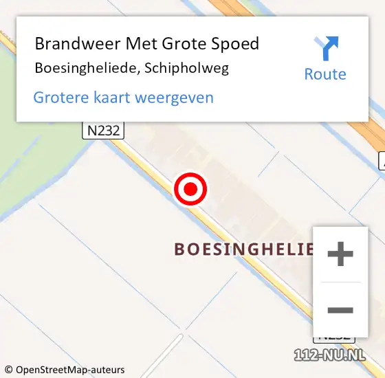 Locatie op kaart van de 112 melding: Brandweer Met Grote Spoed Naar Boesingheliede, Schipholweg op 13 april 2015 11:45