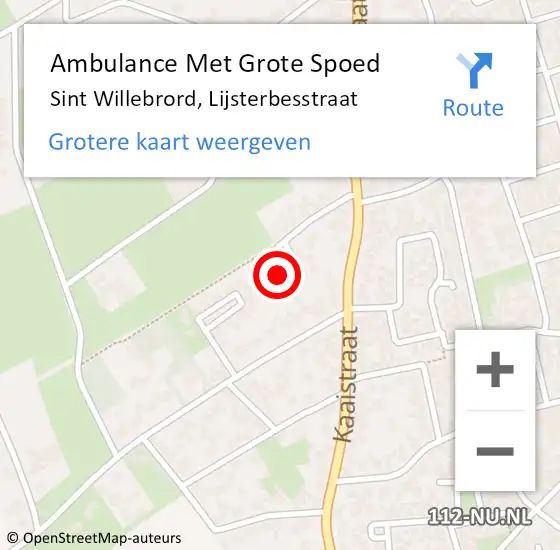 Locatie op kaart van de 112 melding: Ambulance Met Grote Spoed Naar Sint Willebrord, Lijsterbesstraat op 13 april 2015 12:00