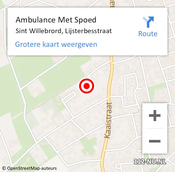 Locatie op kaart van de 112 melding: Ambulance Met Spoed Naar Sint Willebrord, Lijsterbesstraat op 13 april 2015 12:03