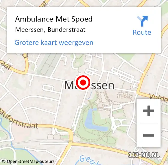 Locatie op kaart van de 112 melding: Ambulance Met Spoed Naar Meerssen, Bunderstraat op 13 april 2015 12:17