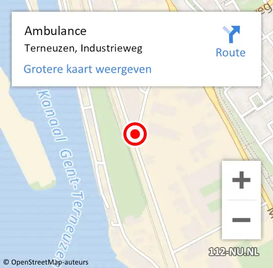 Locatie op kaart van de 112 melding: Ambulance Terneuzen, Industrieweg op 13 april 2015 12:56