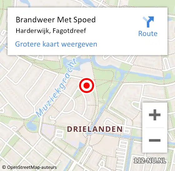 Locatie op kaart van de 112 melding: Brandweer Met Spoed Naar Harderwijk, Fagotdreef op 13 april 2015 13:18
